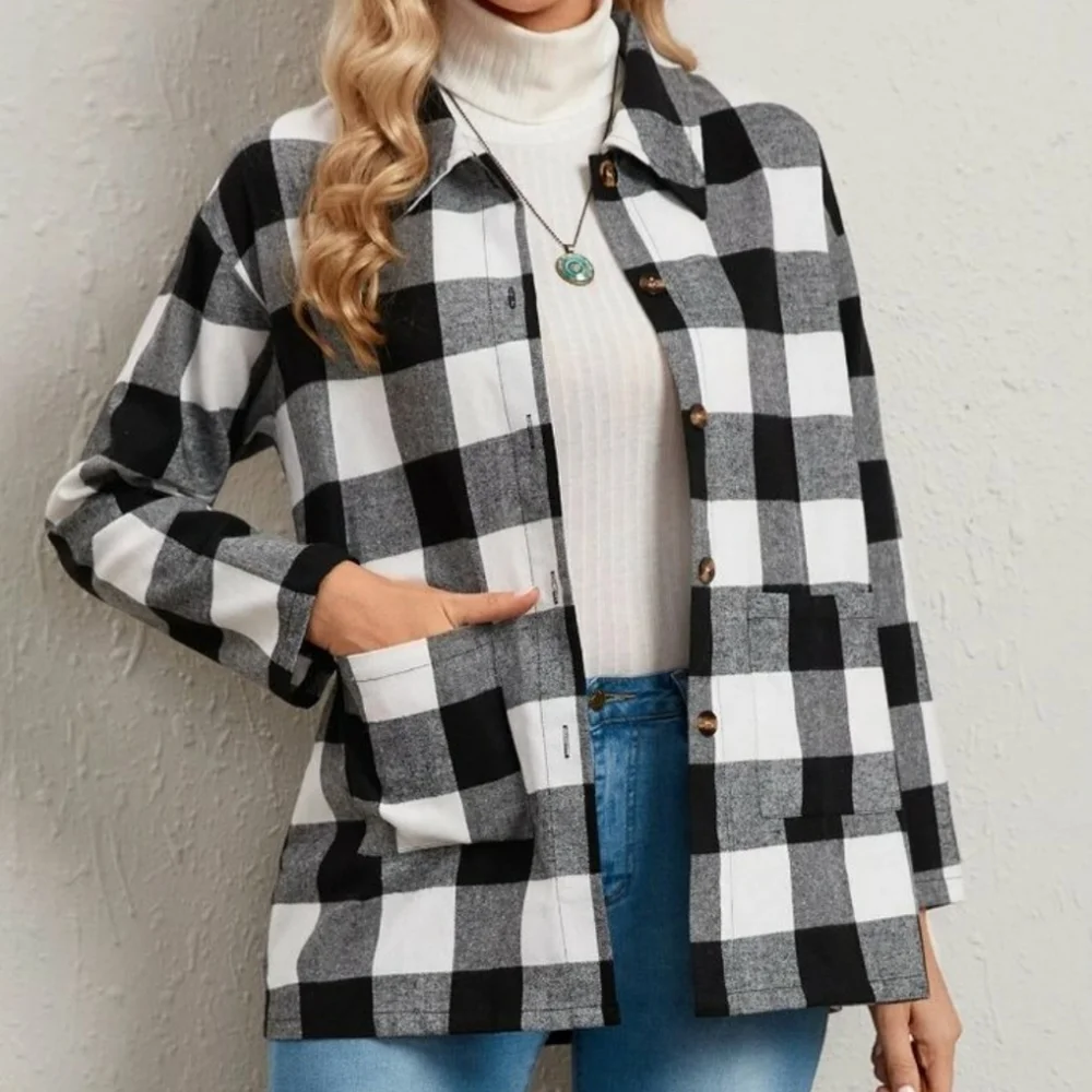 Plaid Button Down Jacket - Picture 1 of 6